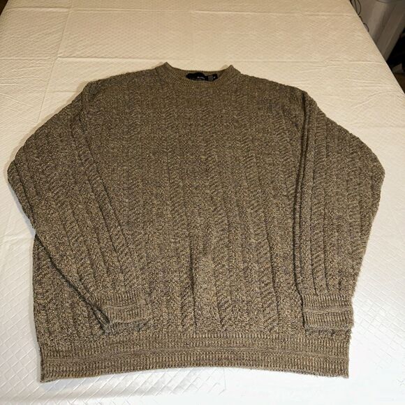 Vtg Bill Blass Crew Neck Knit Ribbed Sweater Mens Size XL Brown USA Made Grandpa - Picture 1 of 9